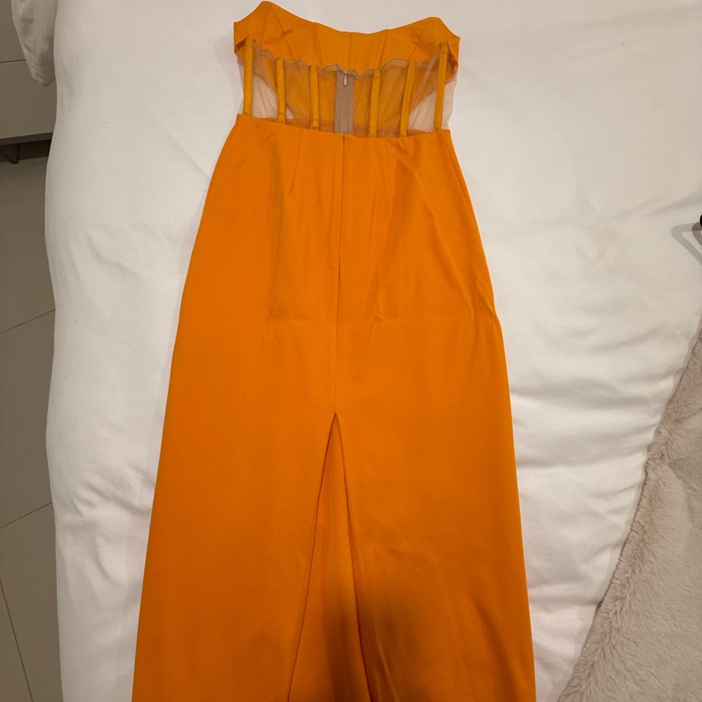 Vibrant Orange Dress with Sheer Detail